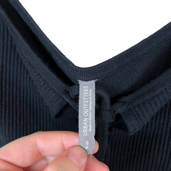 Urban Outfitters Black Off the Shoulder Lace Up Bodycon Mini Dress S - Picture 5 of 5